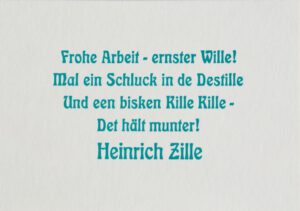 ARTLIT-Benefizpostkarte mit einem Zitat von Heinrich Zille.